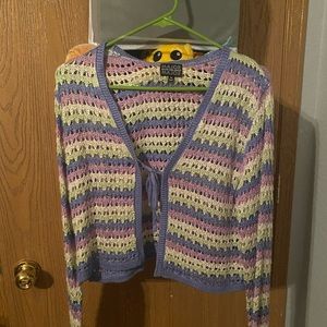 multi color knitted cropped cardigan